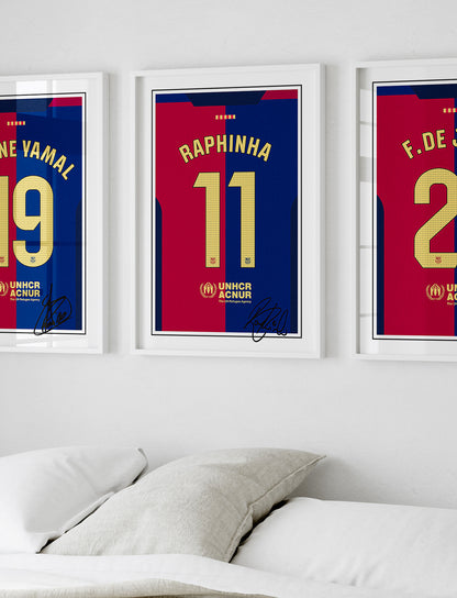 Raphinha 24/25 Barcelona Home Shirt Poster