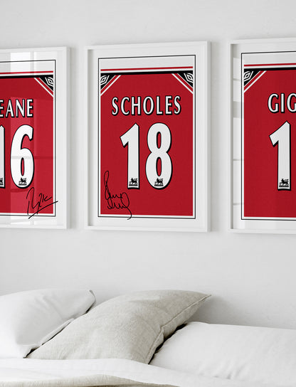 Paul Scholes 98/99 Man Utd Classic Home Shirt Poster