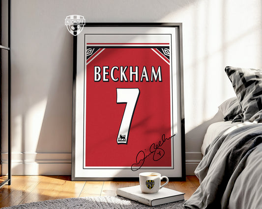 David Beckham 98/99 Man Utd Classic Home Shirt Poster