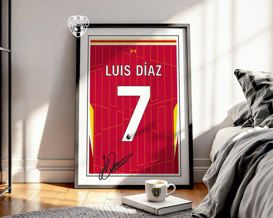 Luis Diaz 24/25 Liverpool Home Shirt Poster
