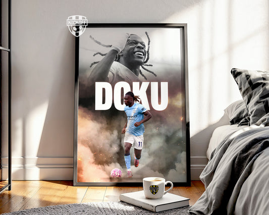 Jeremy Doku Man City Poster