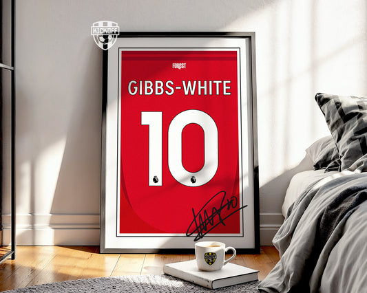 Morgan Gibbs-White 24/25 Nottingham Forest Home Shirt Poster