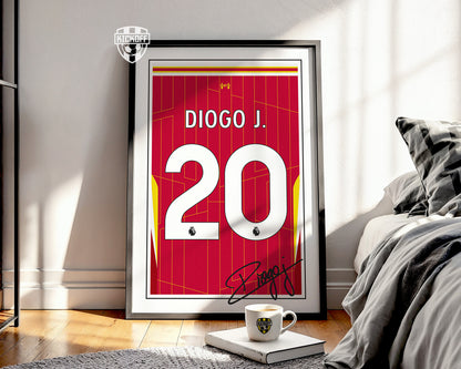 Diogo Jota 24/25 Liverpool Home Shirt Poster