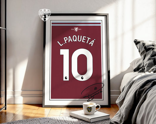 Lucas Paqueta 24/25 West Ham United Home Shirt Poster
