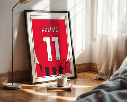 Christian Pulisic 24/25 AC Milan Home Shirt Poster