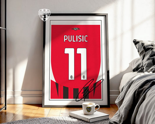Christian Pulisic 24/25 AC Milan Home Shirt Poster
