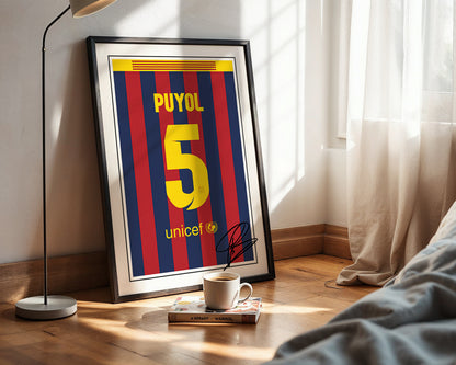Carles Puyol 13/14 Barcelona Classic Home Shirt Poster