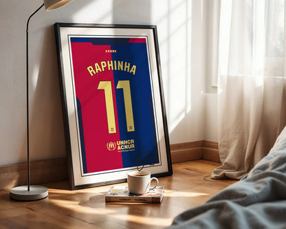 Raphinha 24/25 Barcelona Home Shirt Poster