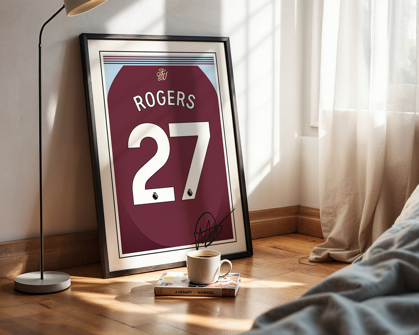 Morgan Rogers 24/25 Aston Villa Home Shirt Poster