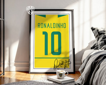 Ronaldinho Brazil 2002 World Cup Shirt Poster