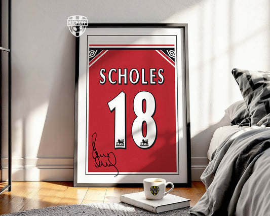 Paul Scholes 98/99 Man Utd Classic Home Shirt Poster