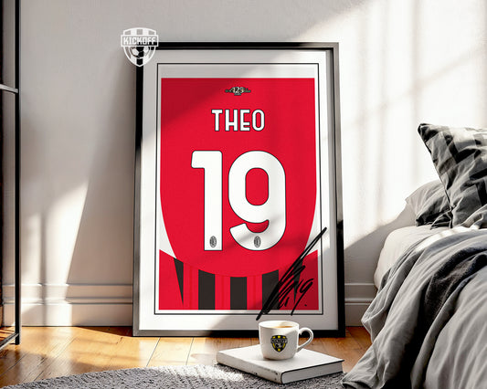 Theo Hernandez 24/25 AC Milan Home Shirt Poster