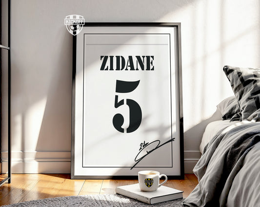 Zinedine Zidane 01/02 Real Madrid Classic Home Shirt Poster