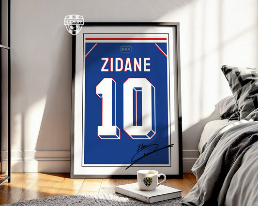 Zinedine Zidane France 1998 World Cup Shirt Poster